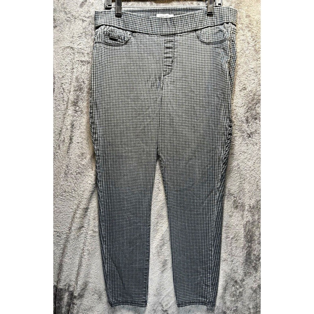 Nine West Women’s Mid Rise Skinny Jeans Gray Houndstooth Pull-On Stretch 14
